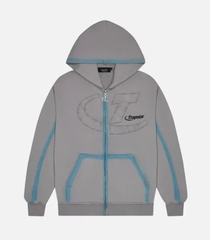 Felpa con cappuccio e zip Trapstar Hyperdrive Grigia